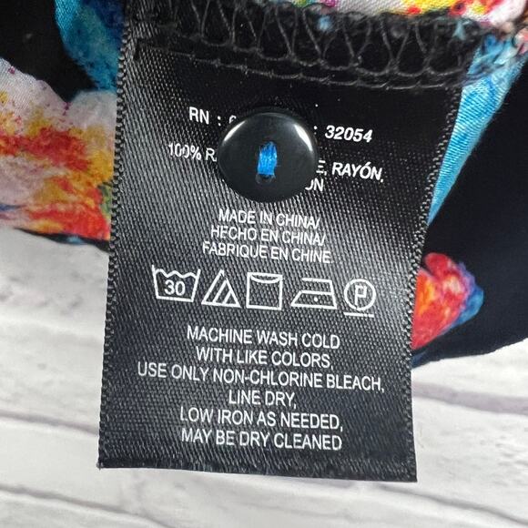MAEVE Women's‎ 4 Black Floral Woodland Walk Button Front Tropical Resort Blouse - Picture 5 of 9